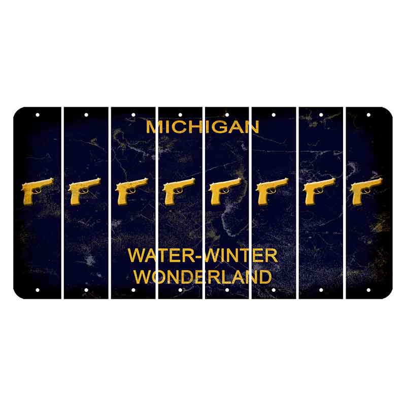 Michigan Water Winter Wonderland Cut License Plate Strips (Set of 8) Handgun