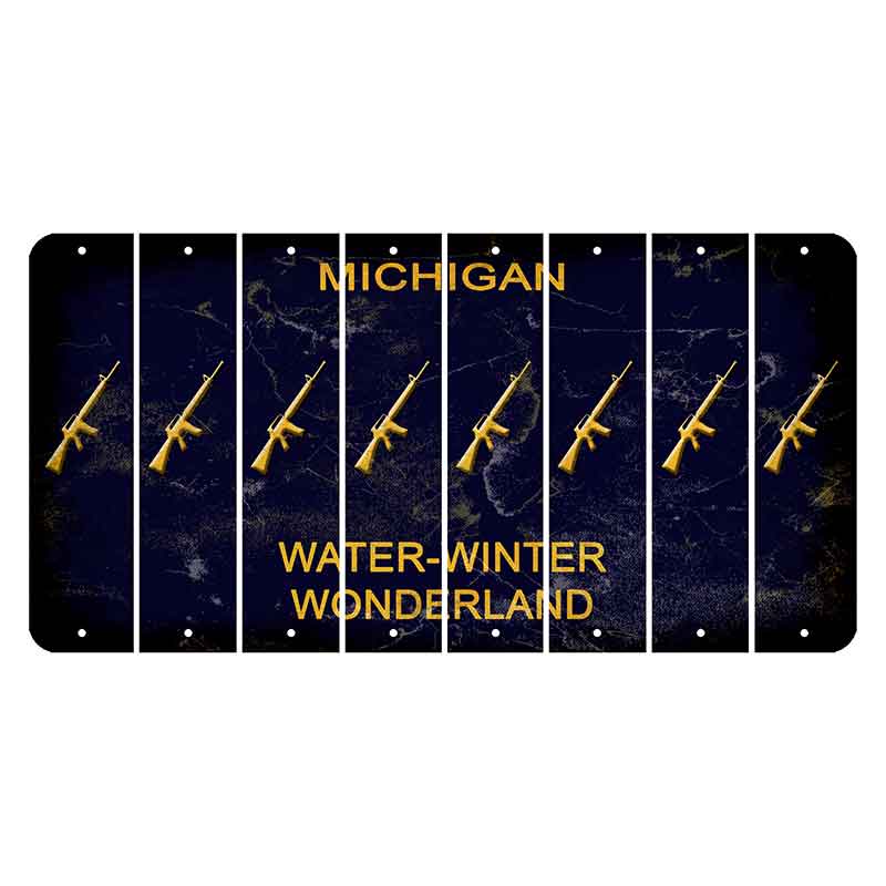 Michigan Water Winter Wonderland Cut License Plate Strips (Set of 8) Rifle