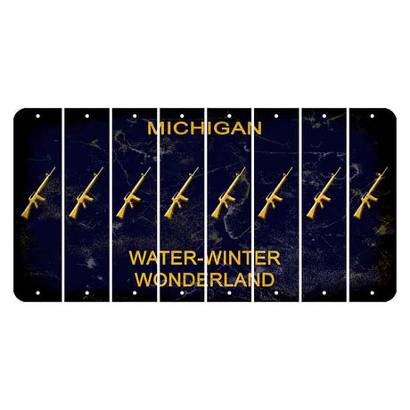 Michigan Water Winter Wonderland Cut License Plate Strips (Set of 8) Rifle