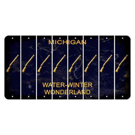 Michigan Water Winter Wonderland Cut License Plate Strips (Set of 8) Shotgun