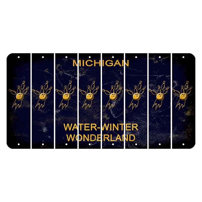 Michigan Water Winter Wonderland Cut License Plate Strips (Set of 8) Bowling