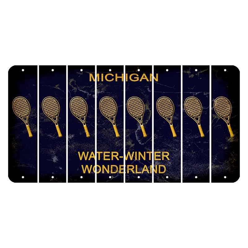 Michigan Water Winter Wonderland Cut License Plate Strips (Set of 8) Tennis Racket