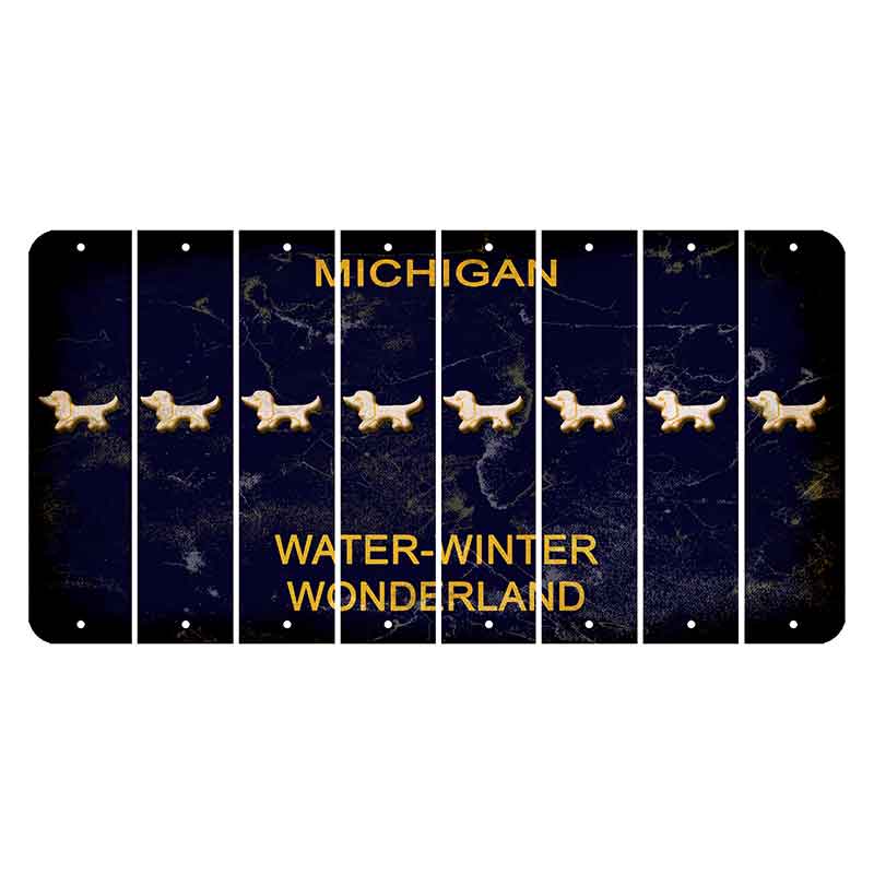 Michigan Water Winter Wonderland Cut License Plate Strips (Set of 8) Dog