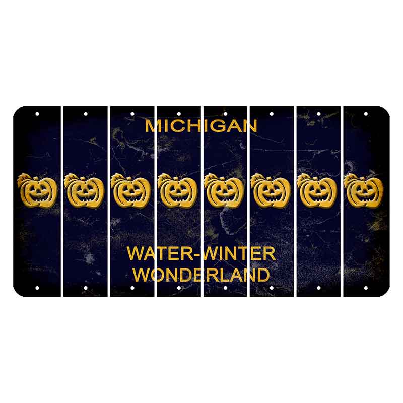 Michigan Water Winter Wonderland Cut License Plate Strips (Set of 8) Pumpkin