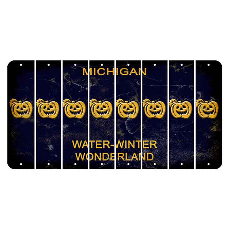 Michigan Water Winter Wonderland Cut License Plate Strips (Set of 8) Pumpkin