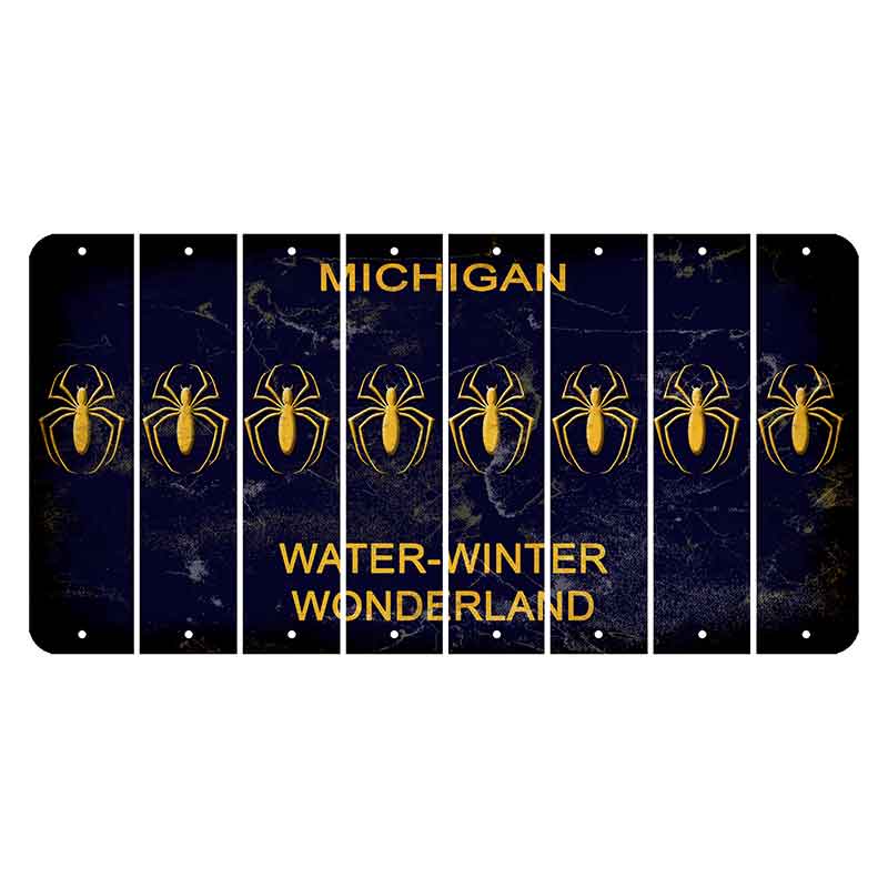 Michigan Water Winter Wonderland Cut License Plate Strips (Set of 8) Spider