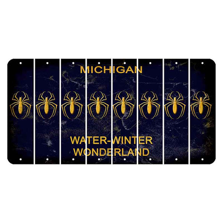 Michigan Water Winter Wonderland Cut License Plate Strips (Set of 8) Spider