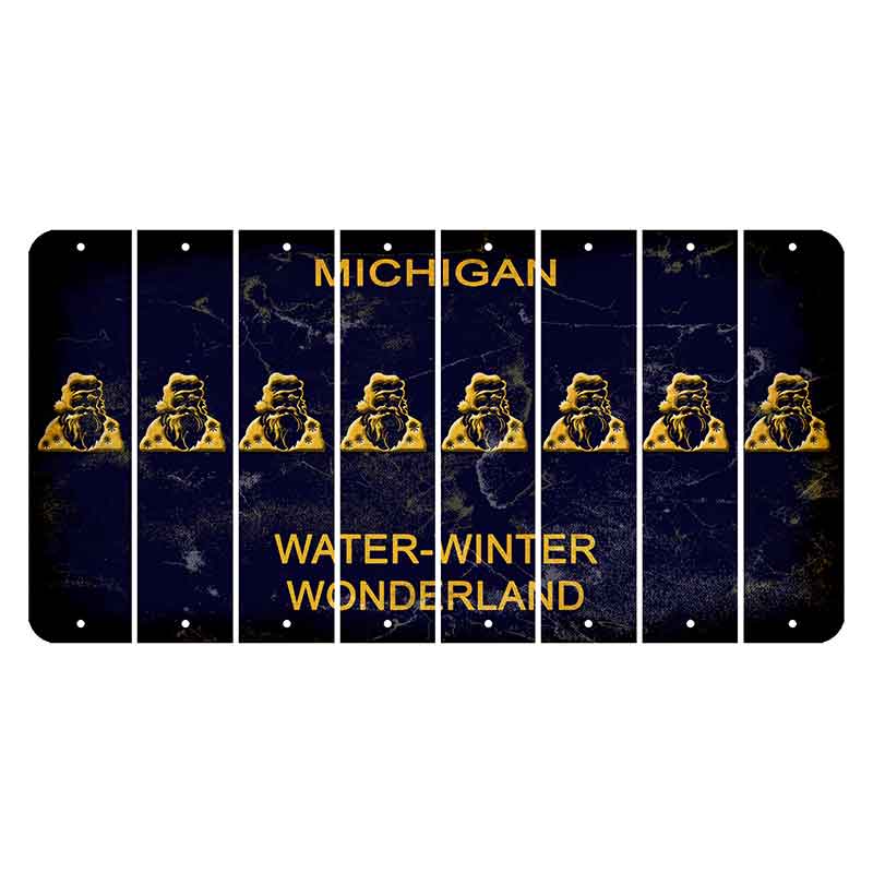 Michigan Water Winter Wonderland Cut License Plate Strips (Set of 8) Santa Claus