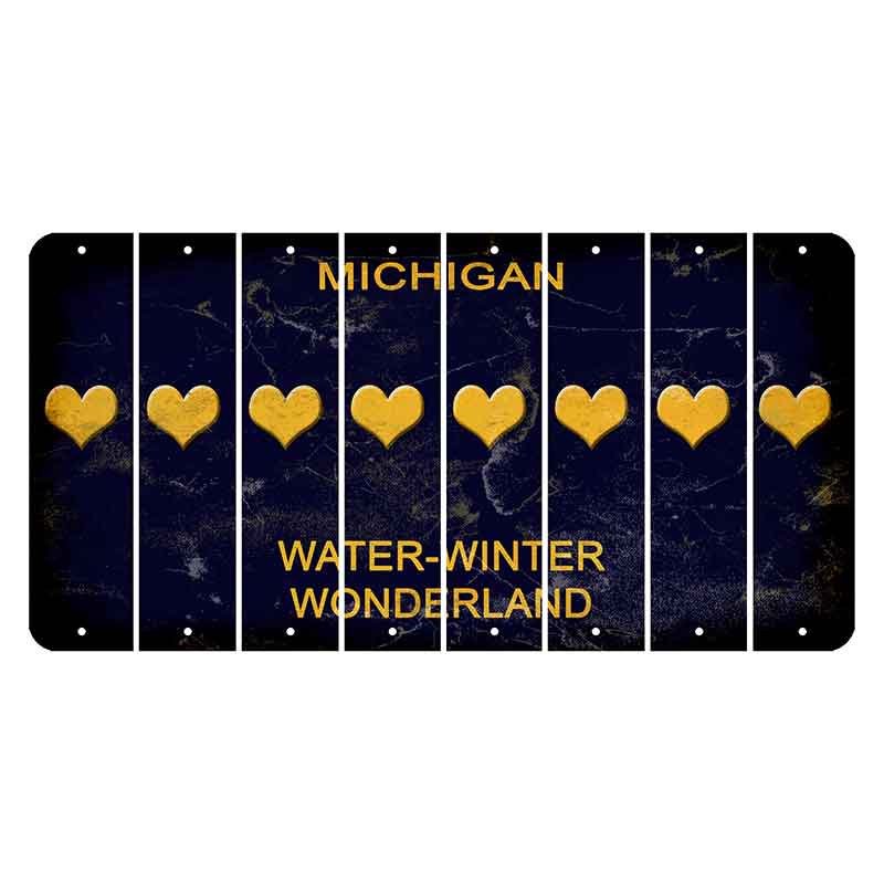 Michigan Water Winter Wonderland Cut License Plate Strips (Set of 8) Heart