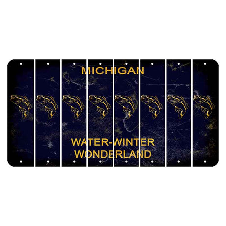 Michigan Water Winter Wonderland Cut License Plate Strips (Set of 8) Fish