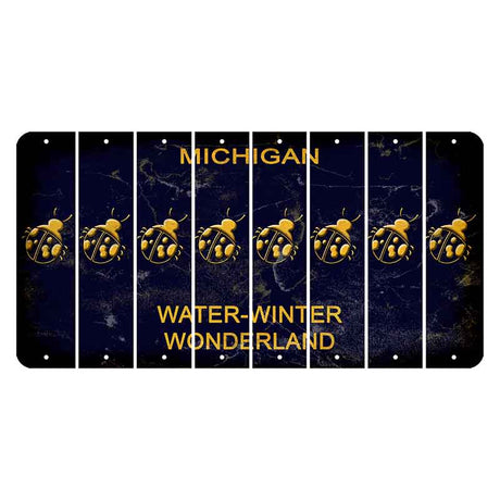 Michigan Water Winter Wonderland Cut License Plate Strips (Set of 8) Ladybug