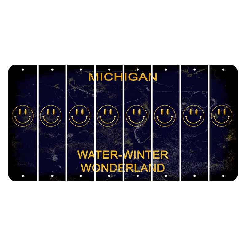 Michigan Water Winter Wonderland Cut License Plate Strips (Set of 8) Smiley Face