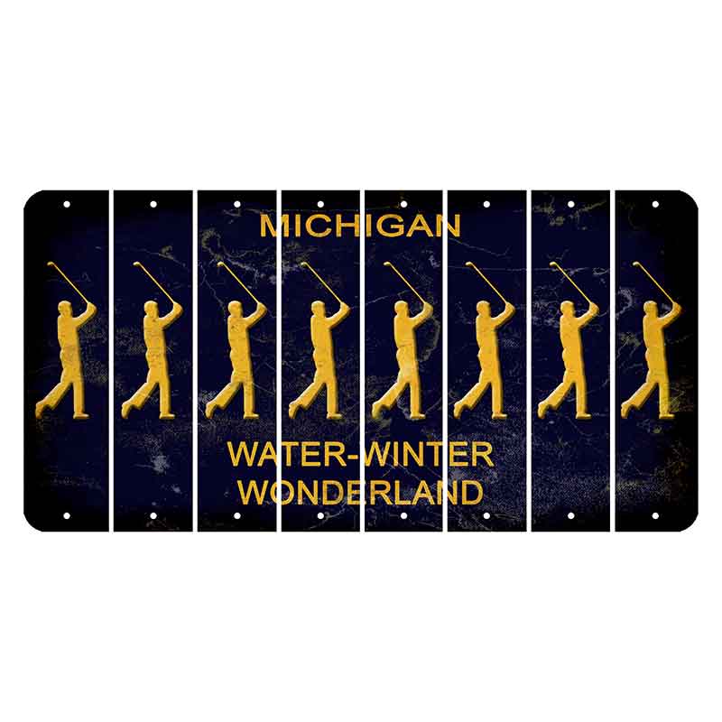 Michigan Water Winter Wonderland Cut License Plate Strips (Set of 8) Male Golfer