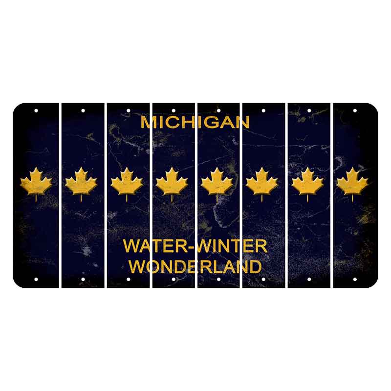 Michigan Water Winter Wonderland Cut License Plate Strips (Set of 8) Maple Leaf