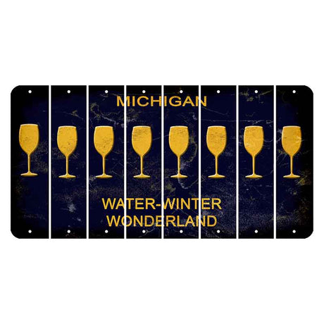 Michigan Water Winter Wonderland Cut License Plate Strips (Set of 8) Wine Glass