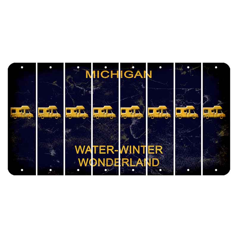 Michigan Water Winter Wonderland Cut License Plate Strips (Set of 8) Camper