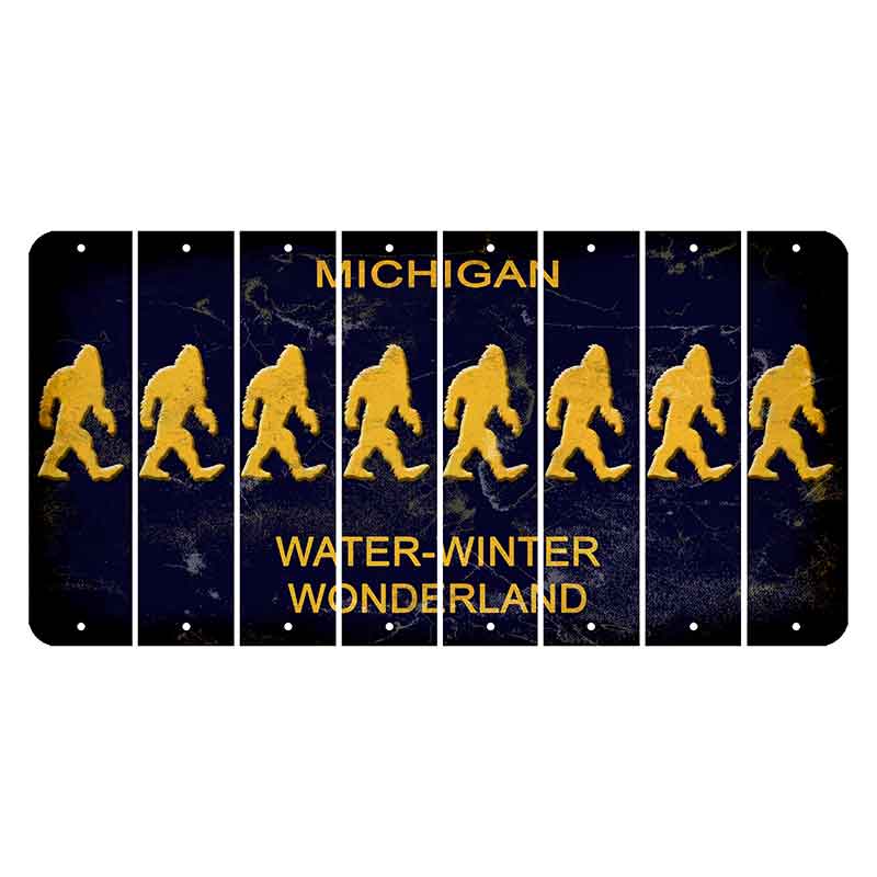 Michigan Water Winter Wonderland Cut License Plate Strips (Set of 8) Bigfoot