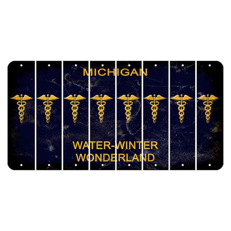 Michigan Water Winter Wonderland Cut License Plate Strips (Set of 8) Caduceus