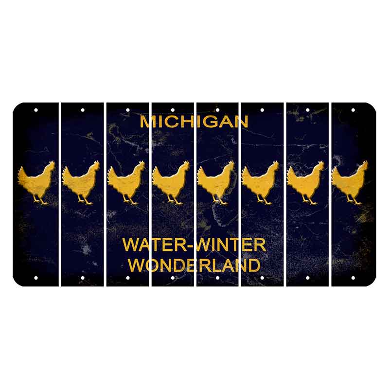 Michigan Water Winter Wonderland Cut License Plate Strips (Set of 8) Chicken