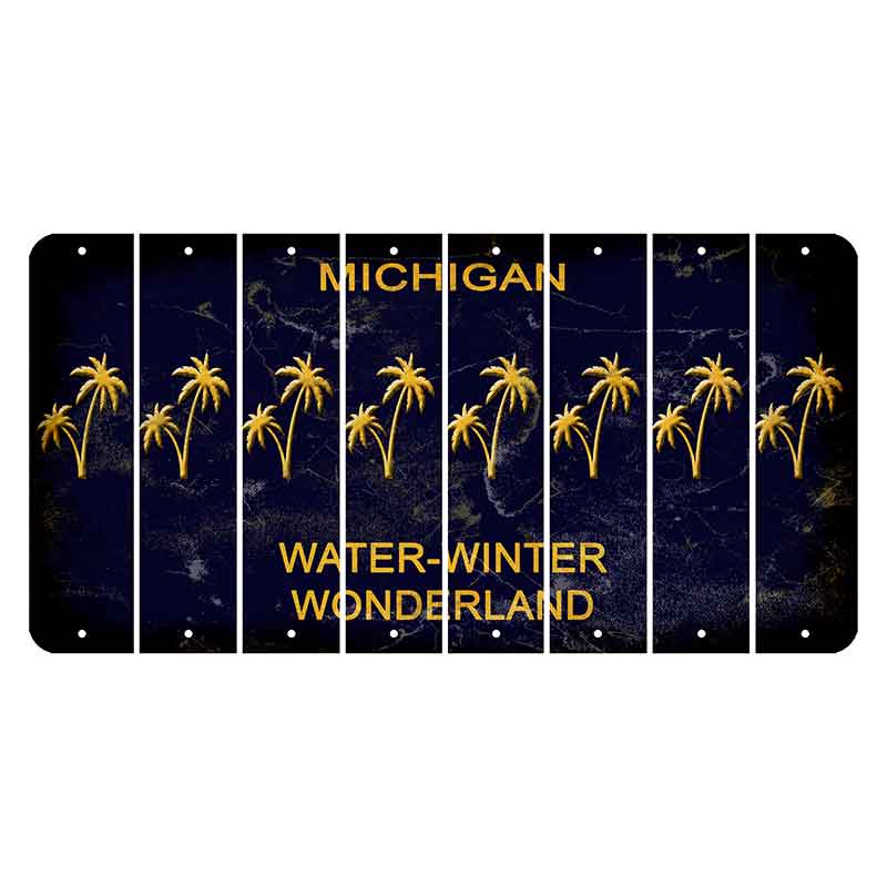 Michigan Water Winter Wonderland Cut License Plate Strips (Set of 8) Palm Trees