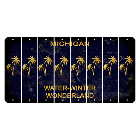 Michigan Water Winter Wonderland Cut License Plate Strips (Set of 8) Palm Trees