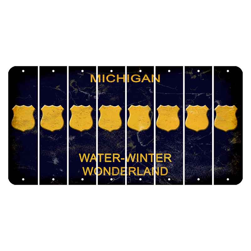 Michigan Water Winter Wonderland Cut License Plate Strips (Set of 8) Police Badge