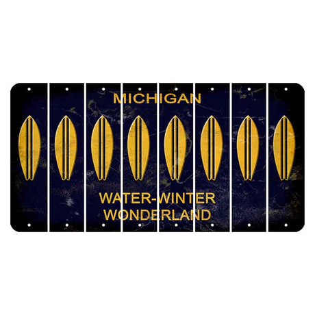 Michigan Water Winter Wonderland Cut License Plate Strips (Set of 8) Surfboard