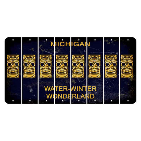 Michigan Water Winter Wonderland Cut License Plate Strips (Set of 8) Tiki