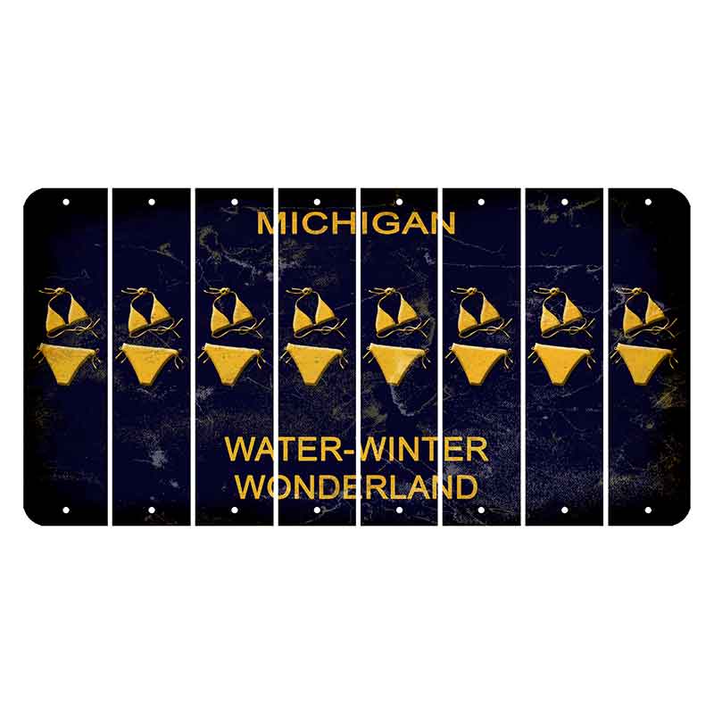 Michigan Water Winter Wonderland Cut License Plate Strips (Set of 8) Bikini