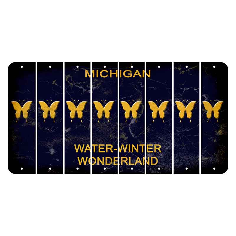 Michigan Water Winter Wonderland Cut License Plate Strips (Set of 8) Butterfly