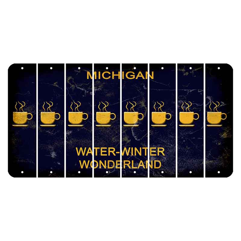 Michigan Water Winter Wonderland Cut License Plate Strips (Set of 8) Coffee Mug