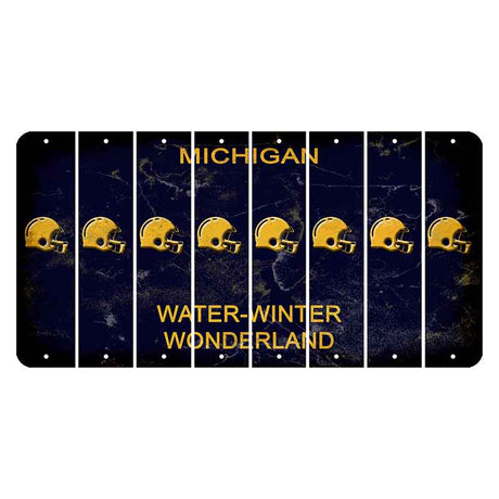 Michigan Water Winter Wonderland Cut License Plate Strips (Set of 8) Football Helmet