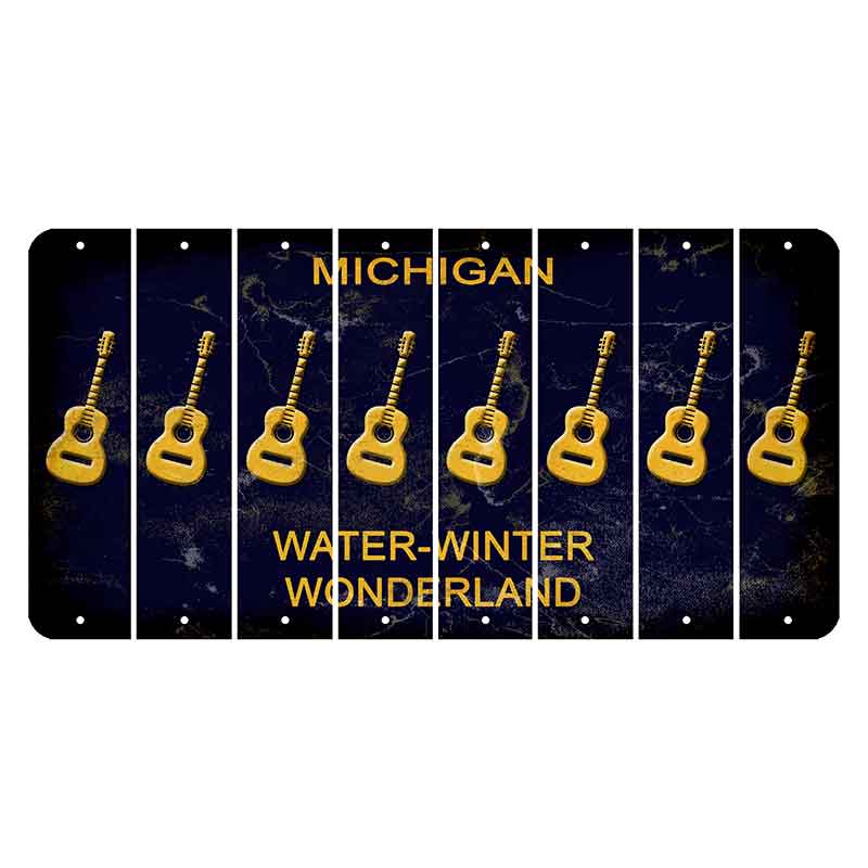 Michigan Water Winter Wonderland Cut License Plate Strips (Set of 8) Guitar