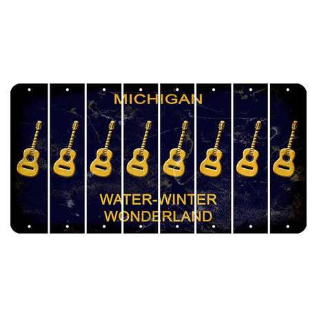 Michigan Water Winter Wonderland Cut License Plate Strips (Set of 8) Guitar