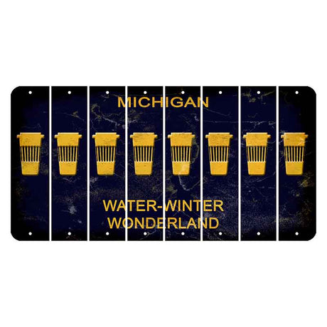 Michigan Water Winter Wonderland Cut License Plate Strips (Set of 8) Latte