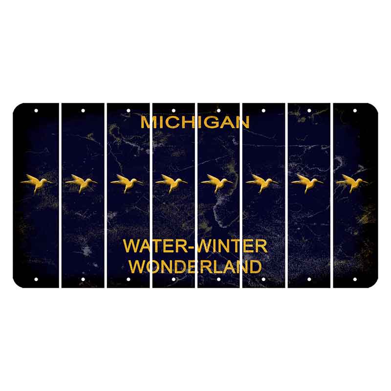 Michigan Water Winter Wonderland Cut License Plate Strips (Set of 8) Hummingbird