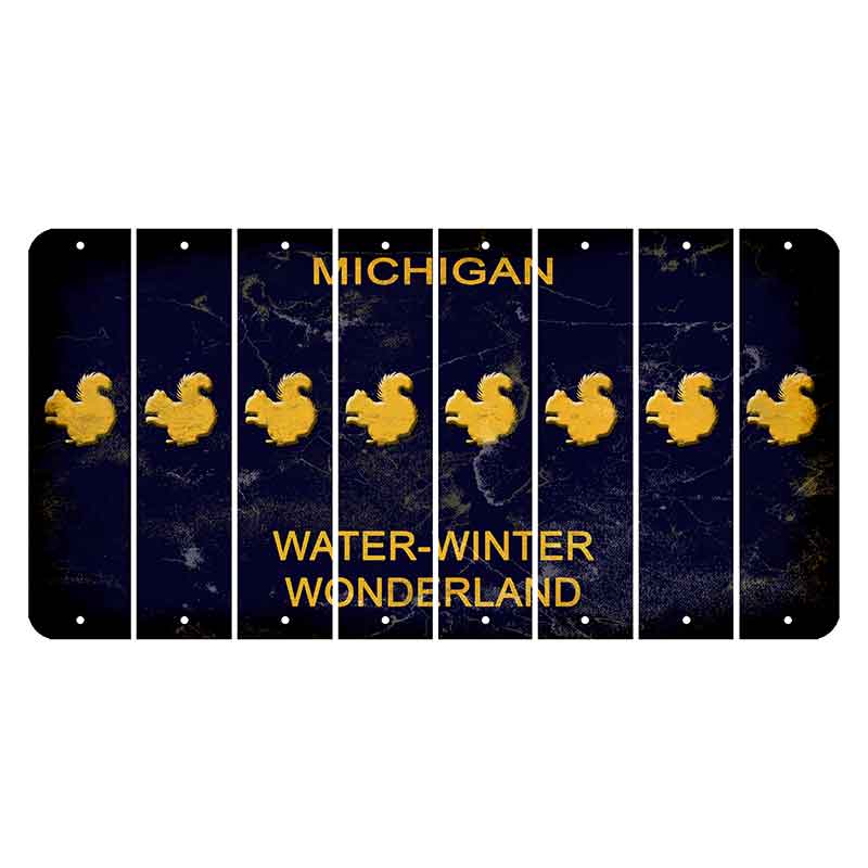 Michigan Water Winter Wonderland Cut License Plate Strips (Set of 8) Squirrel