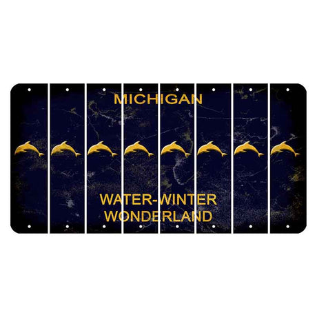 Michigan Water Winter Wonderland Cut License Plate Strips (Set of 8) Dolphin