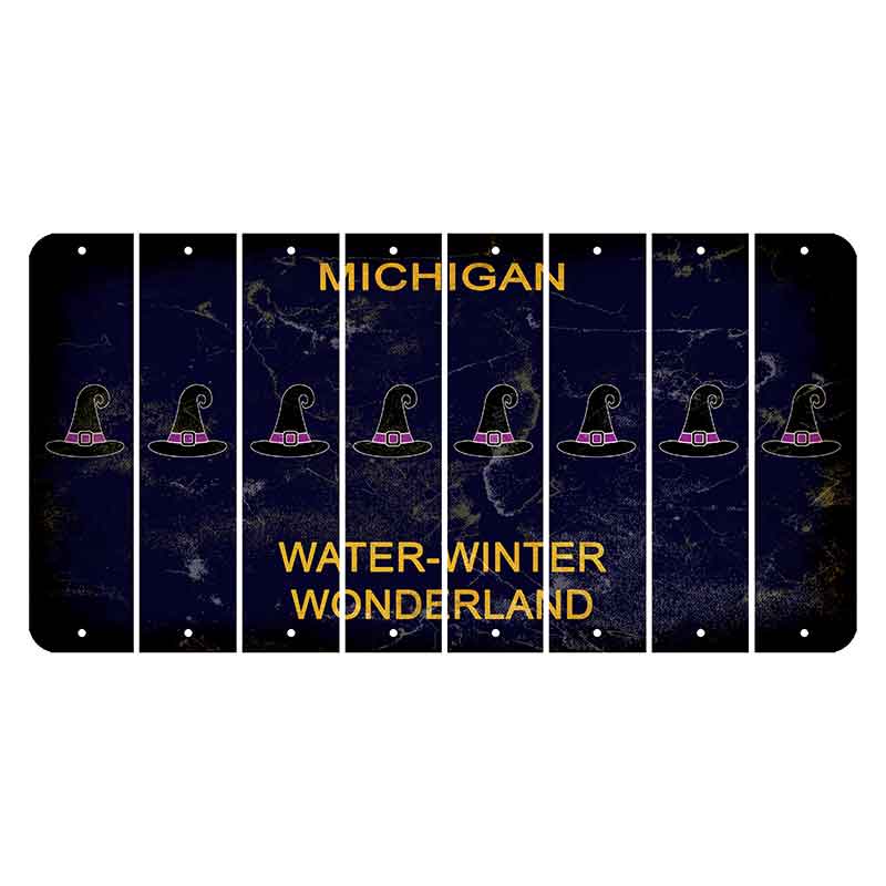 Michigan Water Winter Wonderland Cut License Plate Strips (Set of 8) Witches Hat