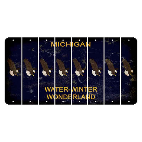 Michigan Water Winter Wonderland Cut License Plate Strips (Set of 8) Bald Eagle