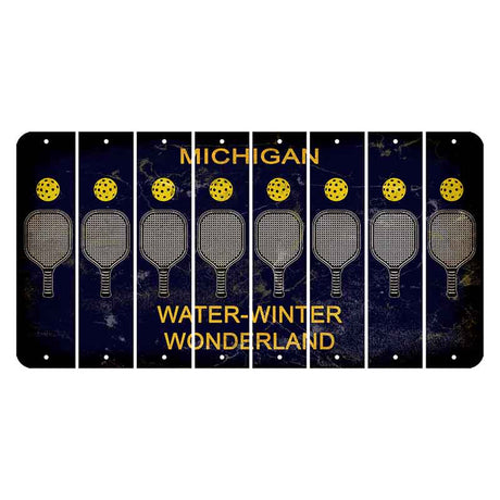 Michigan Water Winter Wonderland Cut License Plate Strips (Set of 8) Pickleball