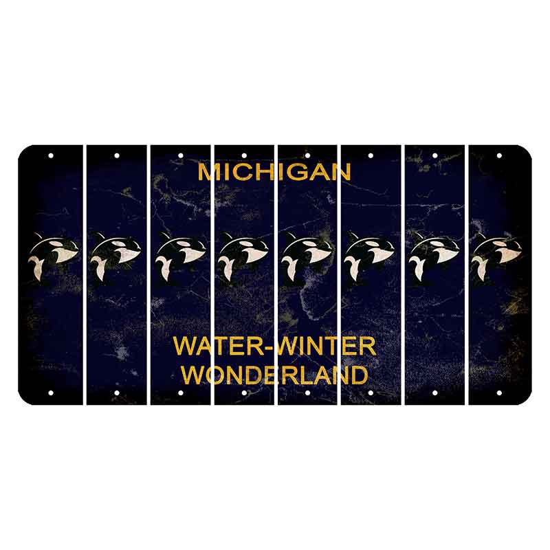 Michigan Water Winter Wonderland Cut License Plate Strips (Set of 8) Whale