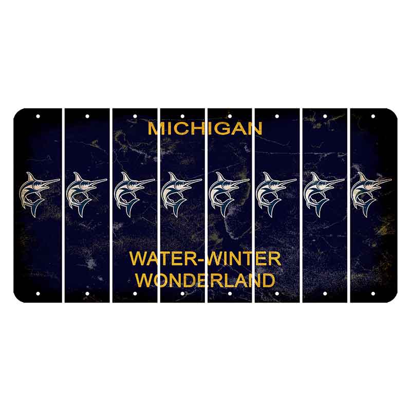 Michigan Water Winter Wonderland Cut License Plate Strips (Set of 8) Swordfish