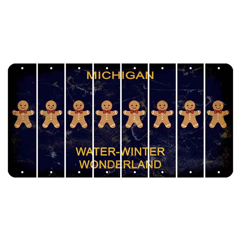 Michigan Water Winter Wonderland Cut License Plate Strips (Set of 8) Gingerbread Man