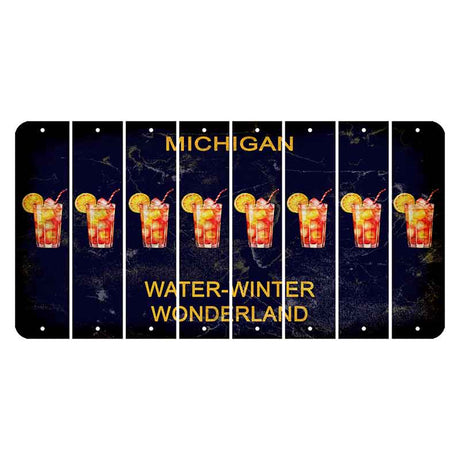 Michigan Water Winter Wonderland Cut License Plate Strips (Set of 8) Cocktail