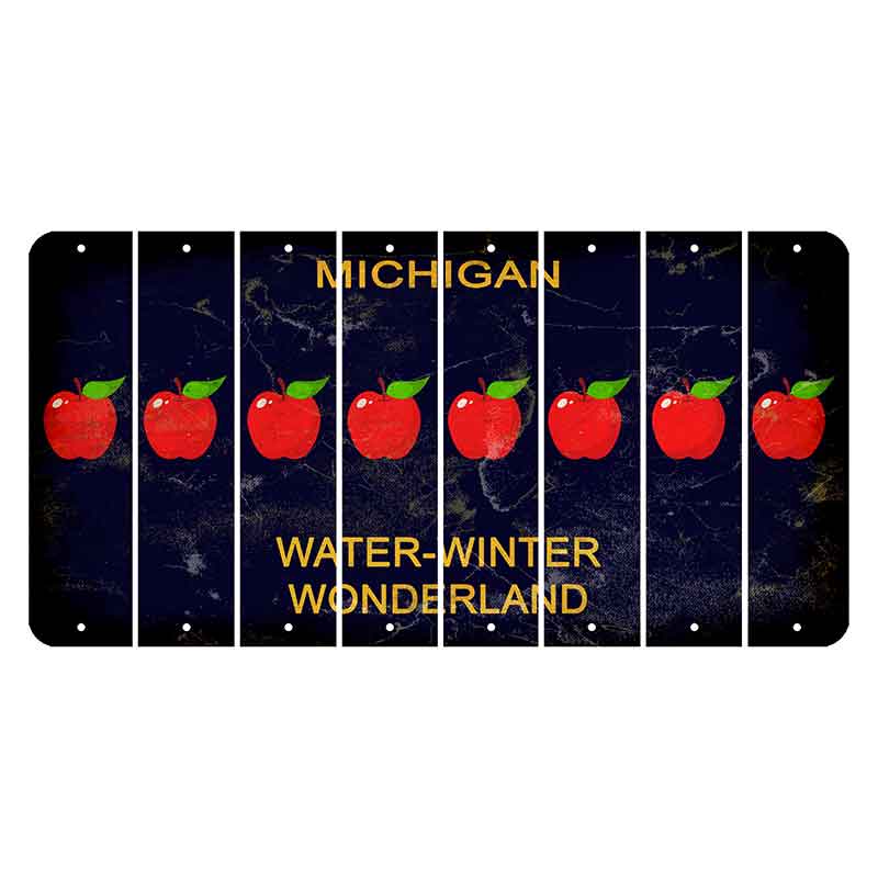 Michigan Water Winter Wonderland Cut License Plate Strips (Set of 8) Apple