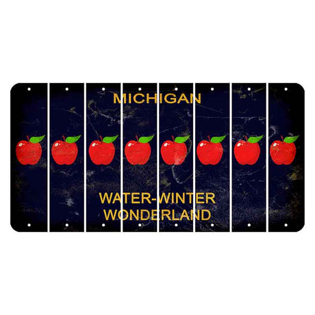 Michigan Water Winter Wonderland Cut License Plate Strips (Set of 8) Apple