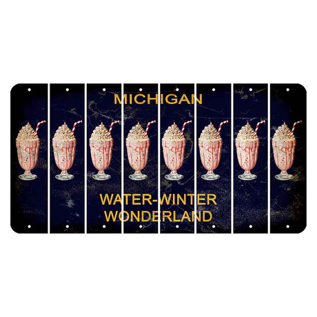 Michigan Water Winter Wonderland Cut License Plate Strips (Set of 8) Milkshake