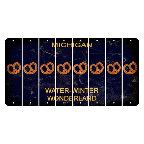 Michigan Water Winter Wonderland Cut License Plate Strips (Set of 8) Pretzel