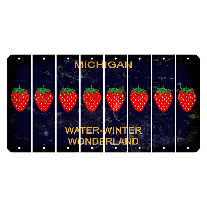 Michigan Water Winter Wonderland Cut License Plate Strips (Set of 8) Strawberry